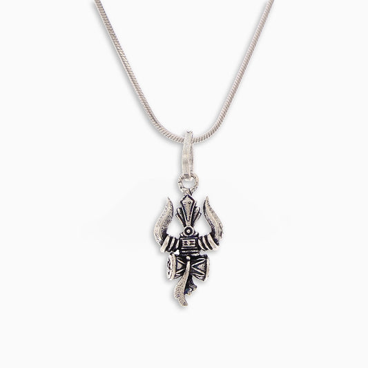 Trishul & Damru Silver Pendant - Men