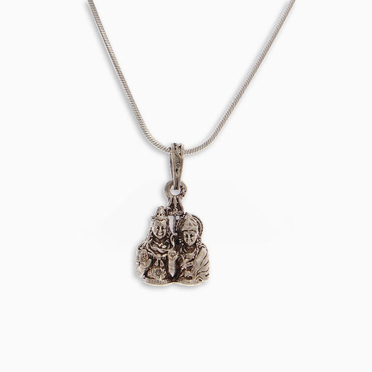 Sacred Shivji and Parvati Silver Pendant - Men