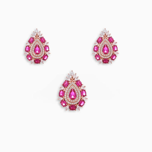 Blushing Pink Swarovski Pendant Set with Chain – Rose Gold