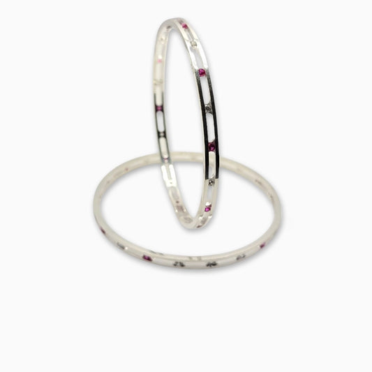 Modern Bangles with Pink Gemstones