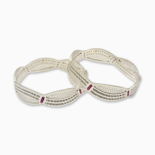 Intricate Bangles with Pink Gemstones