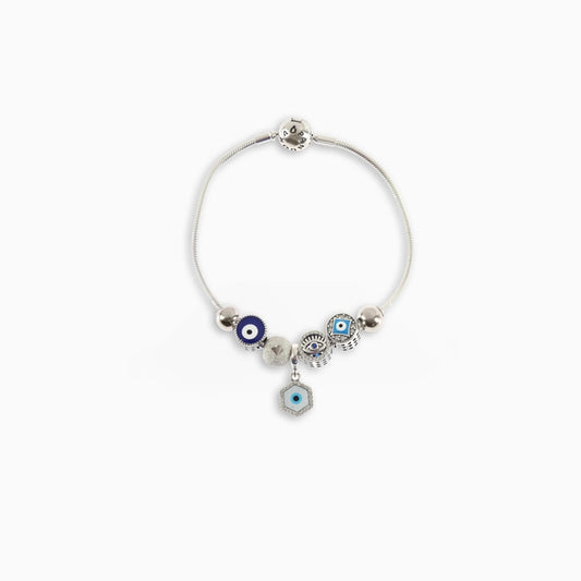 Sterling Silver Evil Eye Charm Bracelet