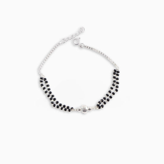 Dual-Strand Black Bead Bracelet