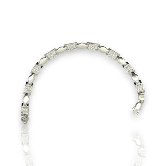 Sterling Silver Zirconia Pave Link Bracelet