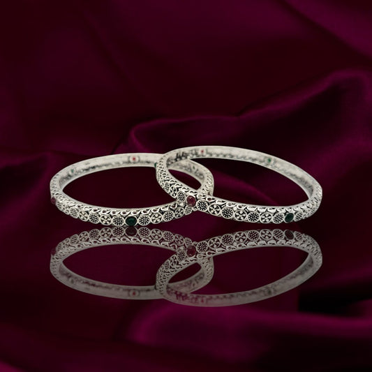 Ornate Silver Bangle Set